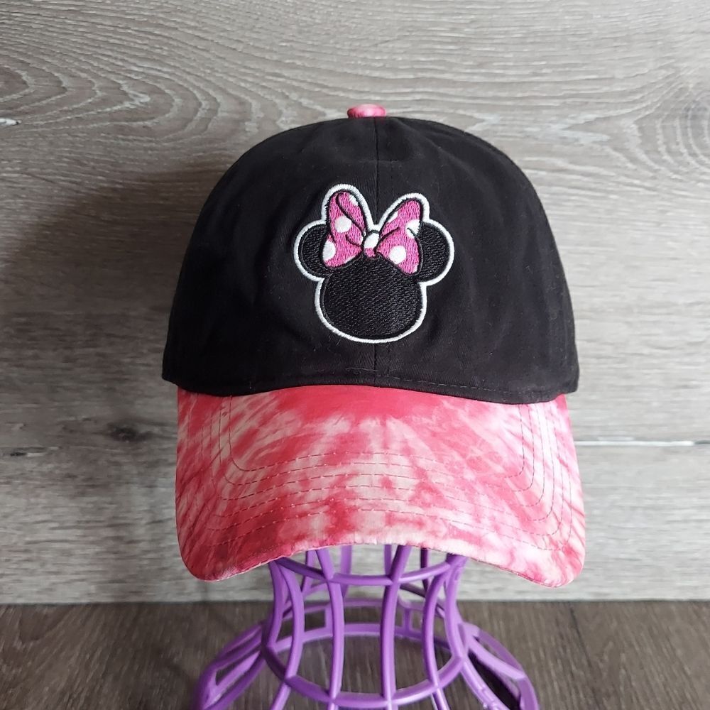Disney Womens Black & Pink Tie Dye Minnie Mouse Baseball Cap Hat